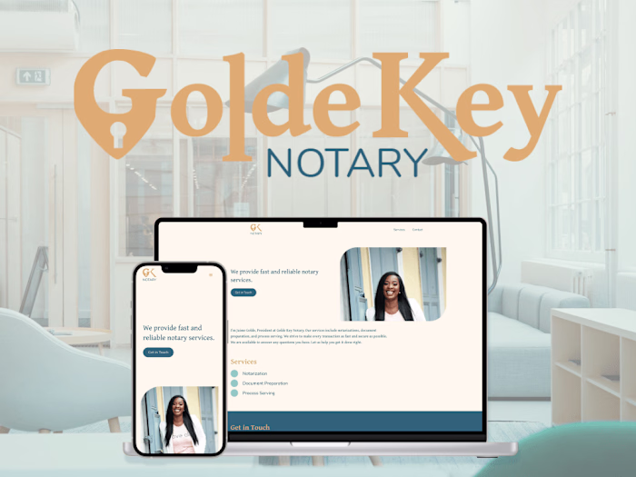 Golde Key Notary Brand Kit and Landing Page Design 
