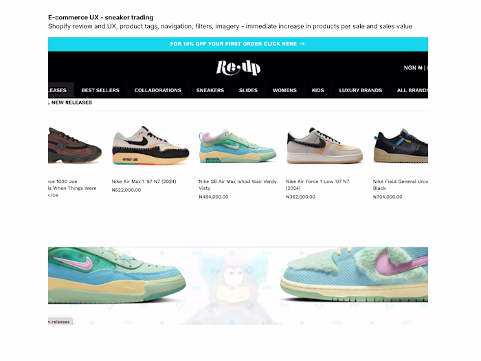 E-commerce UX - sneaker trading
Shopify