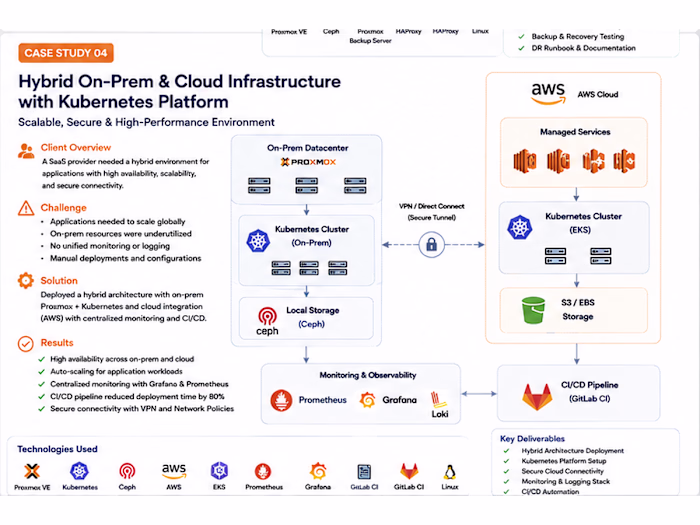 Hybrid On-Premises and Cloud Kubernetes Platform