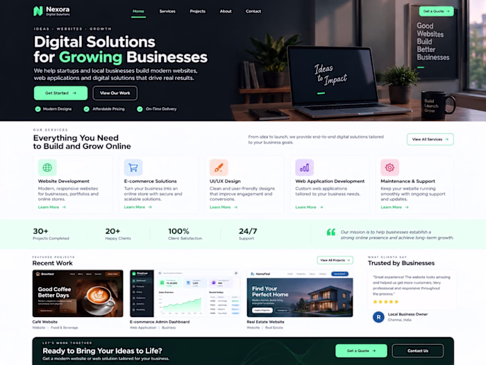 A modern business website concept