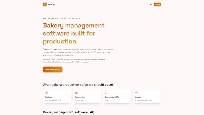 BakeOps: Bakery Manufacturing Execution System