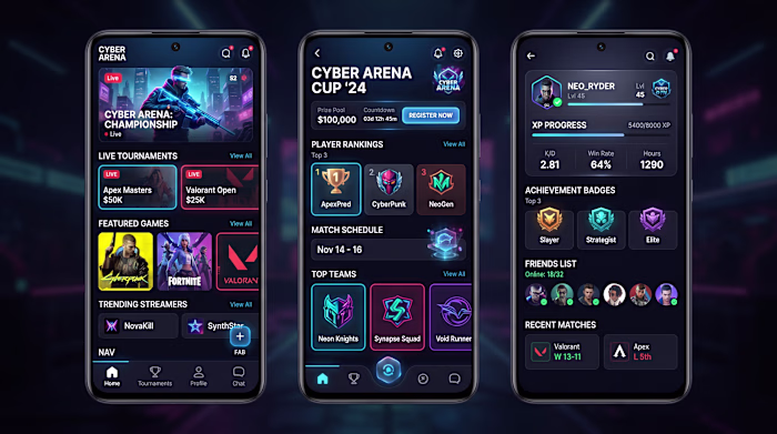 Futuristic Mobile Gaming App UI Design