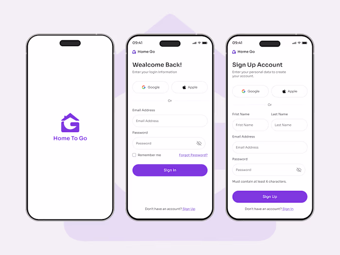 Sign In & Sign Up Screen UI/UX