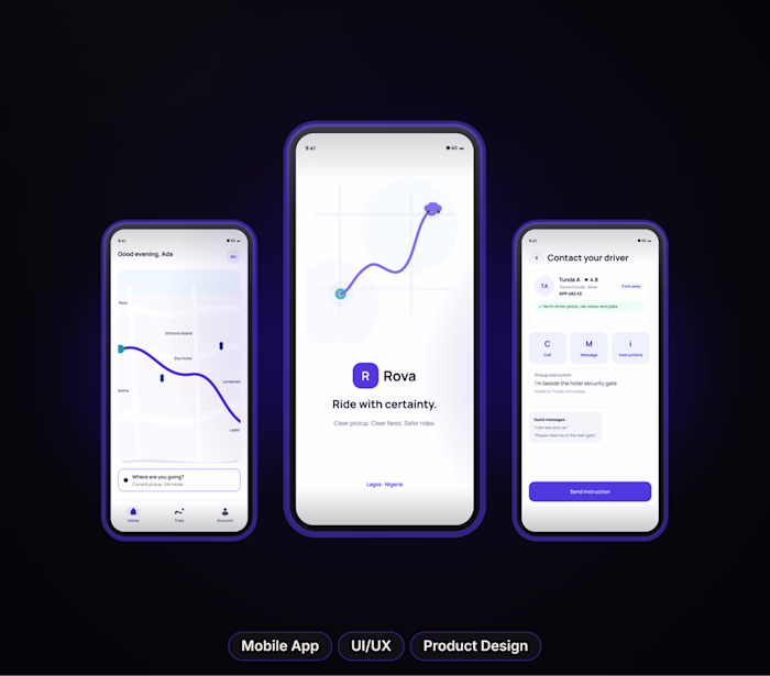 ROVA — Ride-Hailing Mobile App Product Design