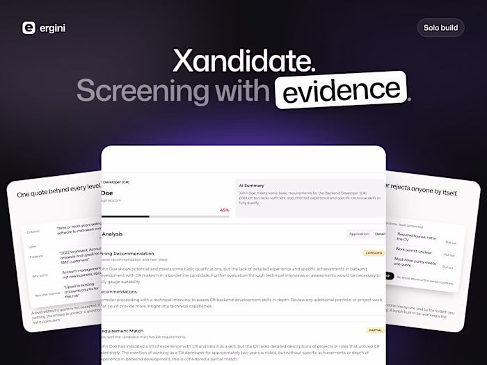 Xandidate - AI candidate screening with evidence