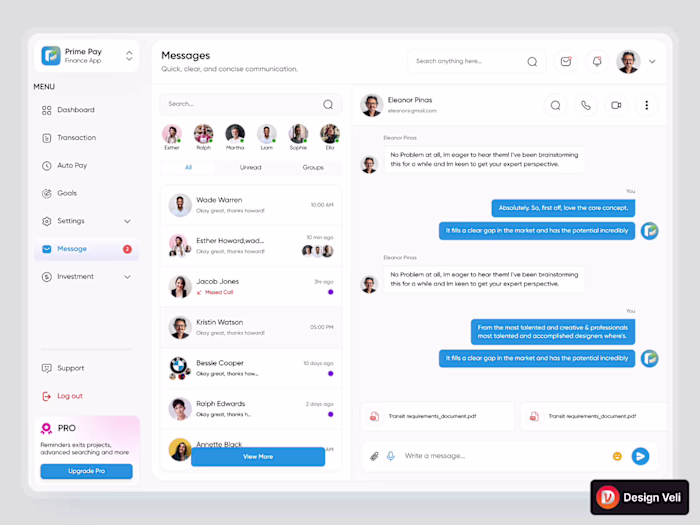 Prime Pay - Finance Dashboard Chat Page