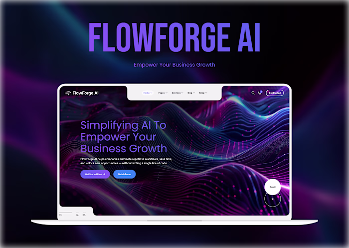 Presentation website for attracting investment FlowForge AI