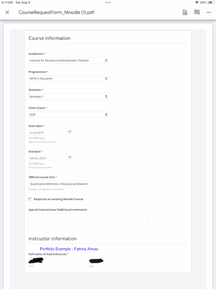 Online Course Management for Graduate Programs