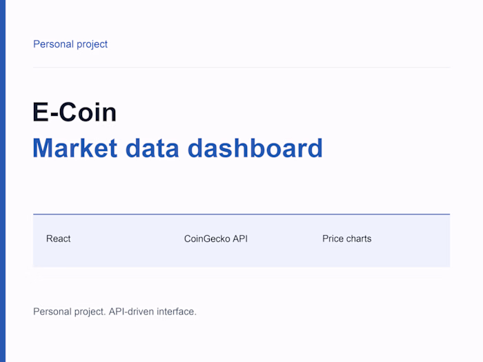 E-Coin: React Market Data Dashboard