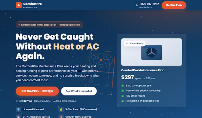 HVAC Maintenance Plan Sales Funnel