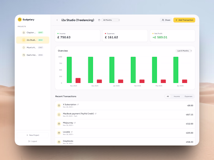 I created a personal budgeting app called Budgetary with Lov...