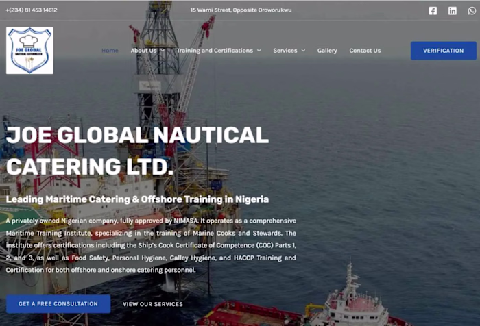 SEO Web Design for Joe Global Nautical Catering
