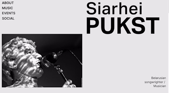 Website for Searhei Pukst — Belarusian Musician