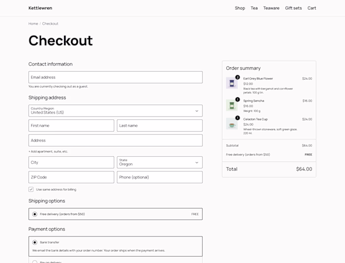 WooCommerce tea store with variants and order e-mails