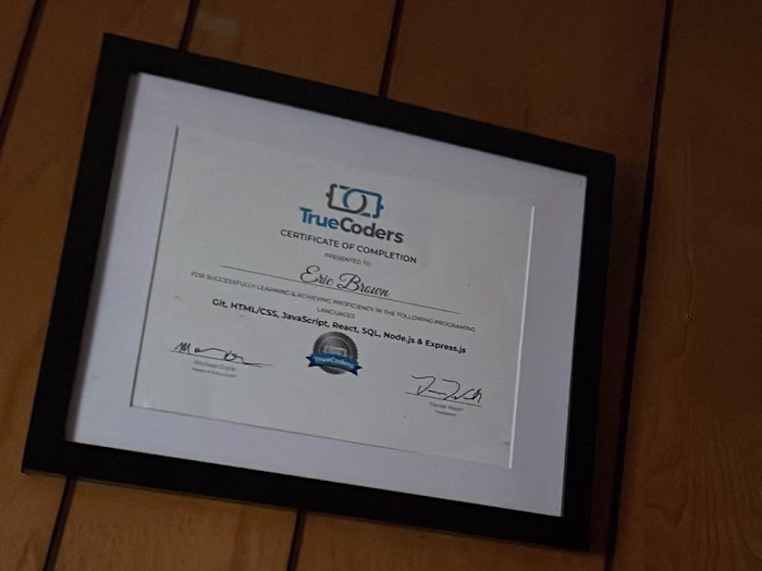 Certificate - Full Stack | React, Node