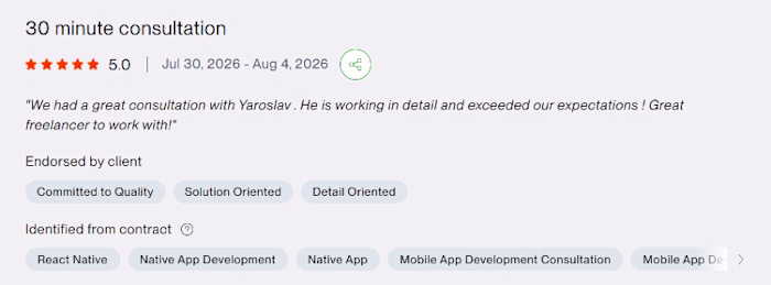 Happy to share a review from the client on Upwork! So excited!!