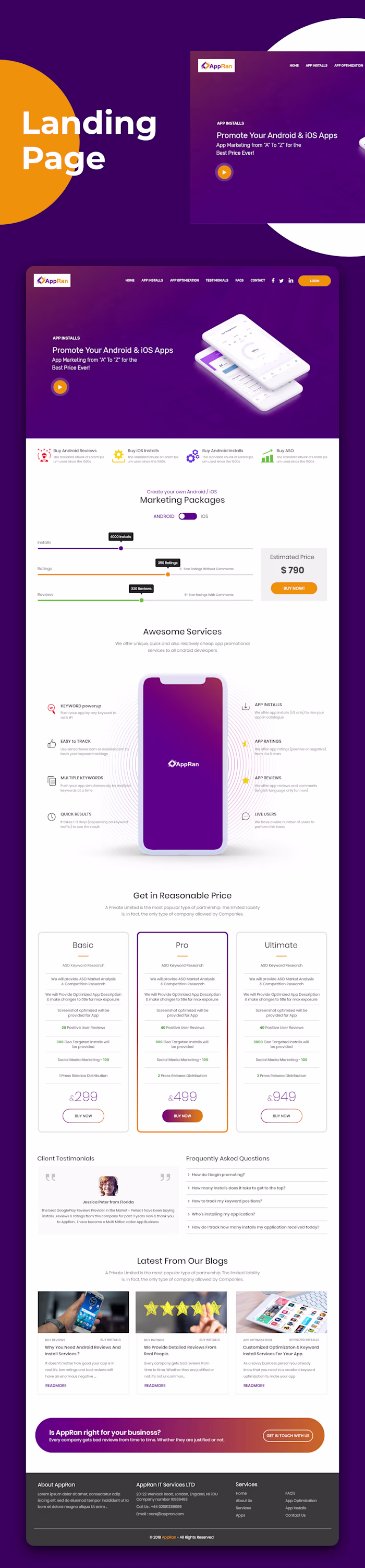 App Promotion Landing Page Design