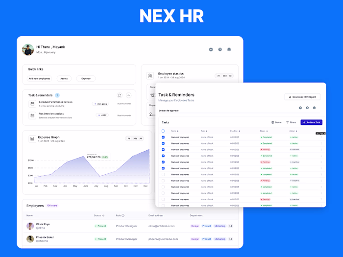 NEX HR || Human Resource Management System || UX/UI Case study