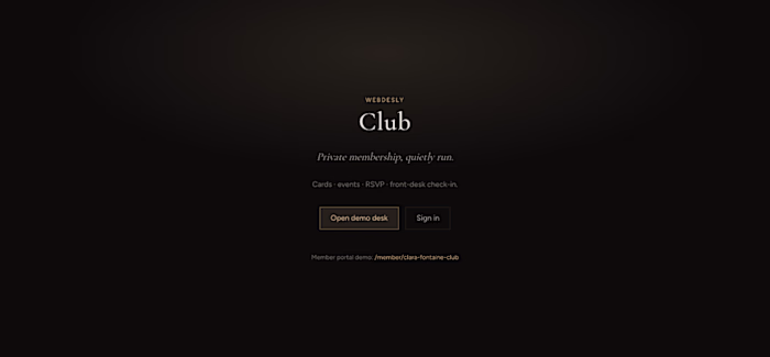 Webdesly Club — Private Club OS