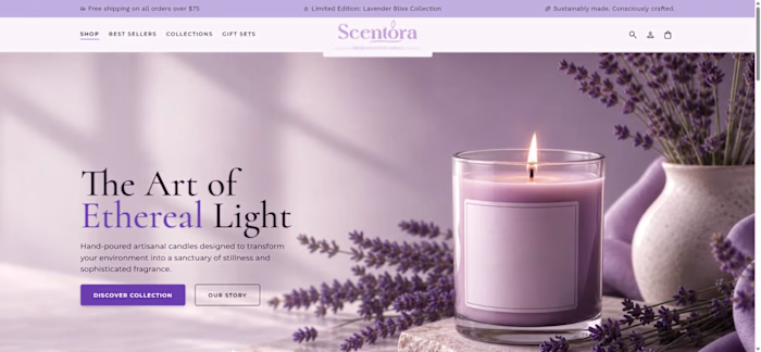 Scentora Candles – Shopify Ecommerce Storefront