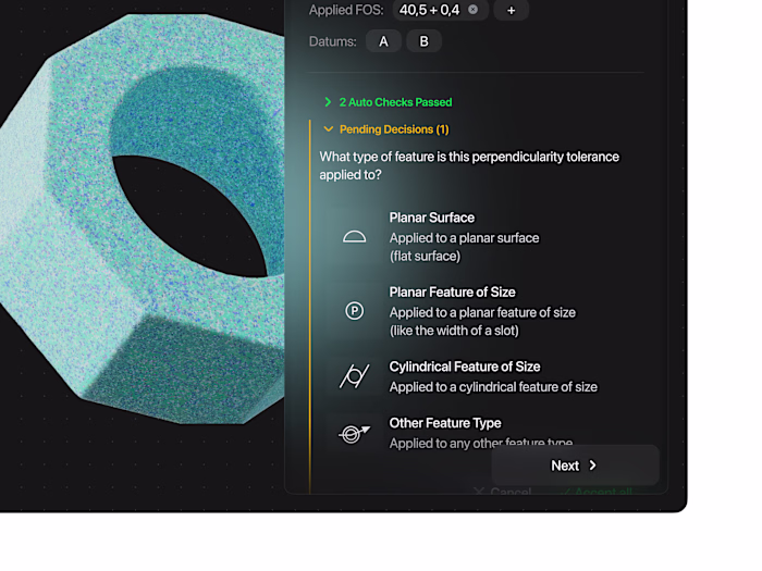 Interface for checking 3D models