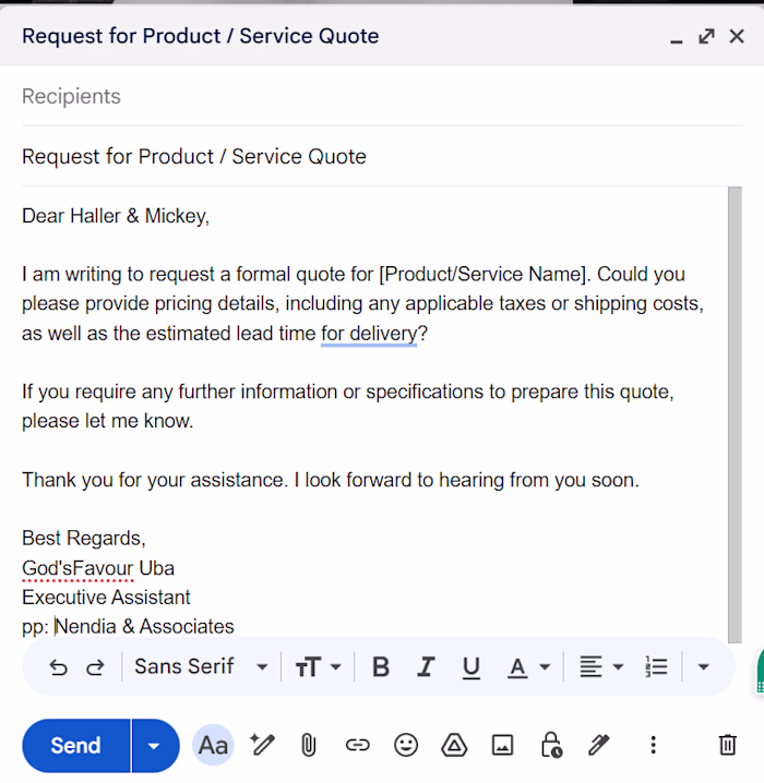 A Gmail draft I put