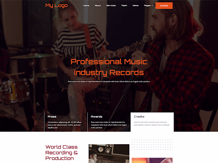 Vibrant Website UI Design for Music & Recording Studios