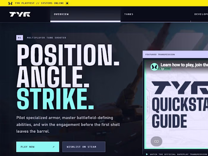 TYR Tactical Game Website Design