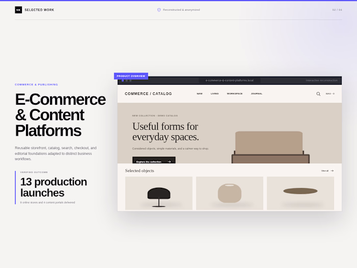 E-Commerce & Content Platforms | 13 Production Launches