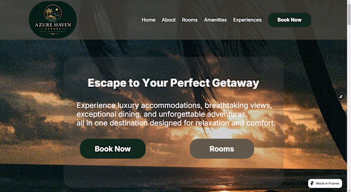 Framer hotel resort landing page