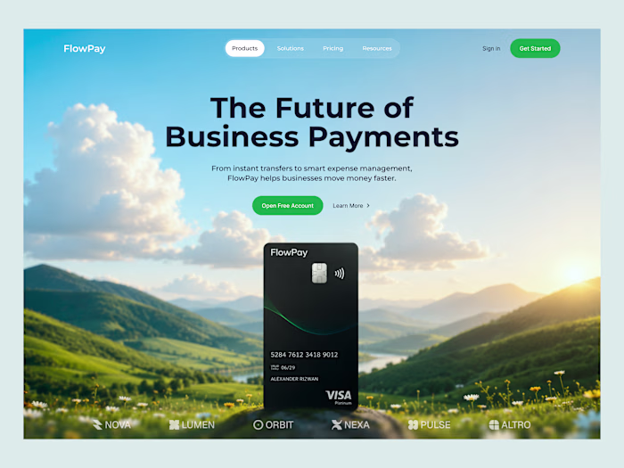 FlowPay, Fintech Hero Section Design
Designed