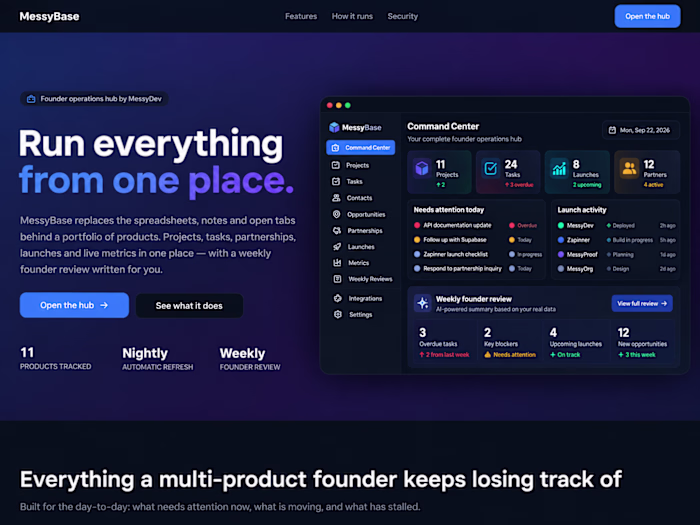 Built MessyBase, a founder operations
