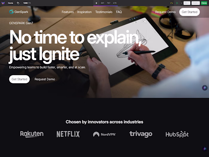 Gen Spark website in WebStudio