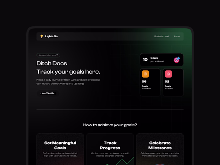 Lights On Landing Page Design