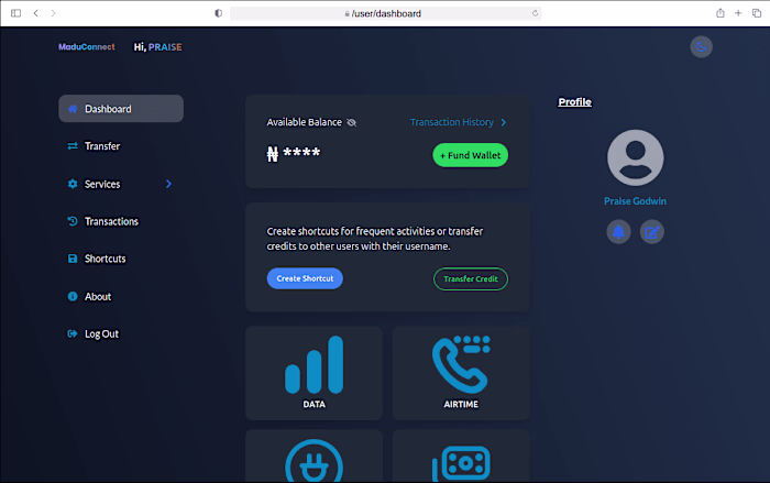 Virtual top up site