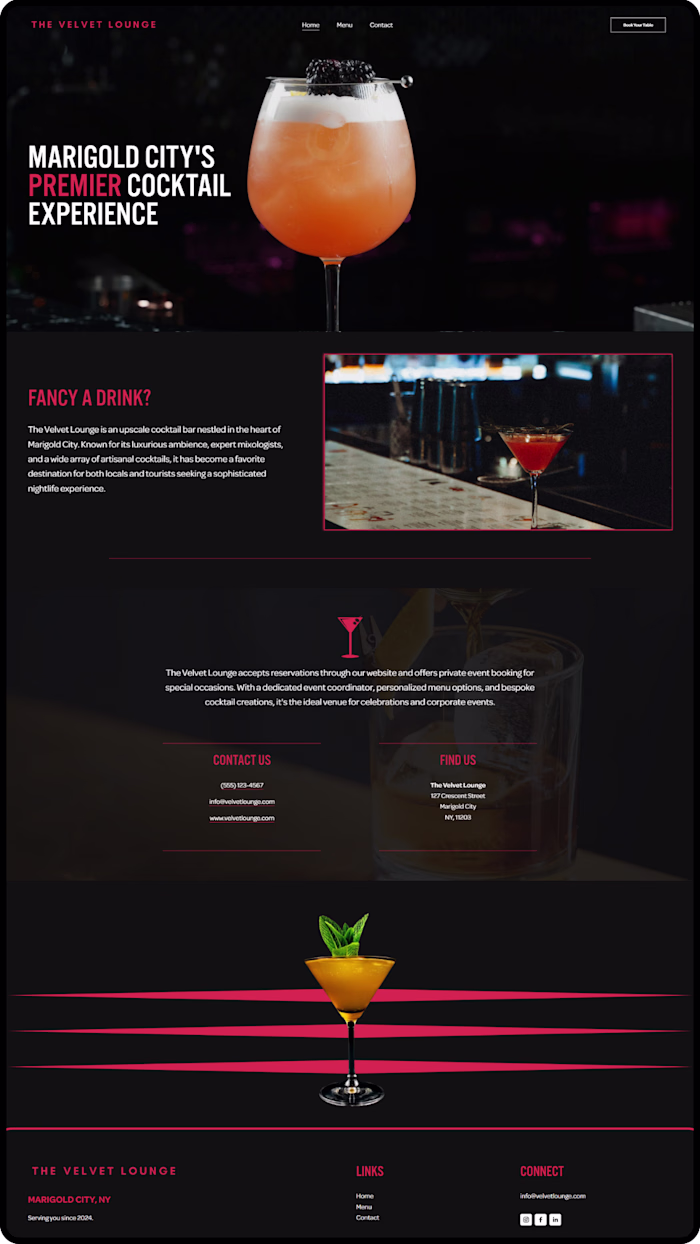 Cocktail Bar Squarespace Website