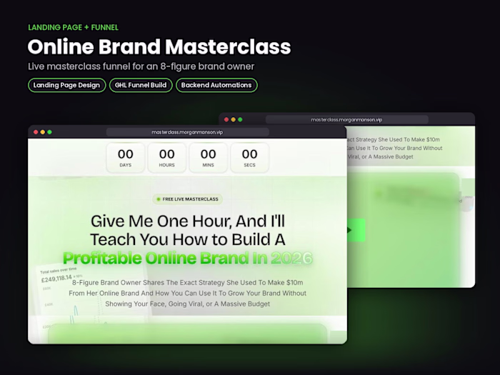 Online Brand Masterclass | Webinar Funnel + GHL Automations