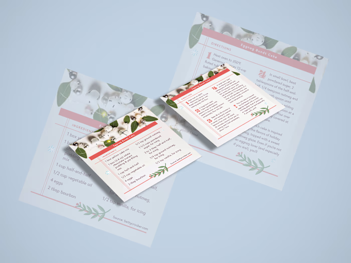 Eggnog Bundt Cake Recipe Card