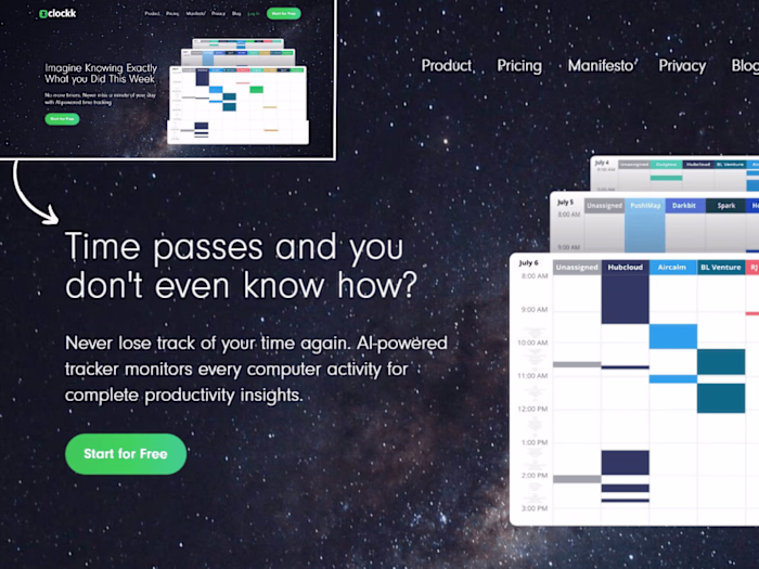 Clockk.com Homepage (mock project)