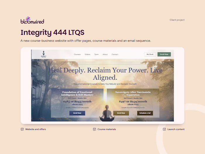 Integrity 444 LTQS | Course Website & Launch Setup