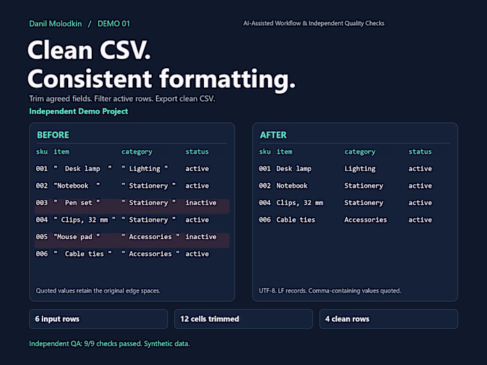 CSV Data Cleaning & Formatting | Demo Project