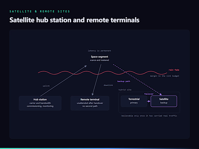 Satellite hub station and remote terminal operations