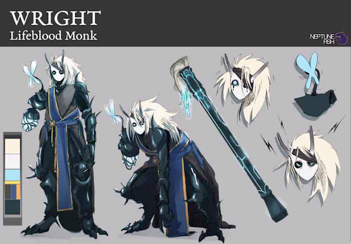 Wright Lifeblood Monk — Character Reference Sheet