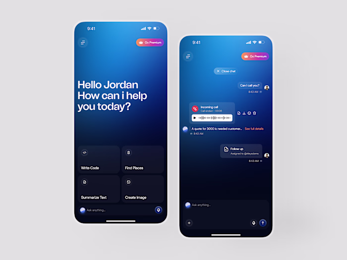 AI Chatbot Mobile App UI Design
