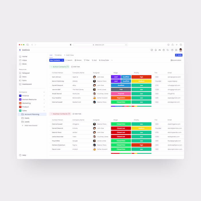 Barsha —  Streamlined Sales & Marketing Workflow