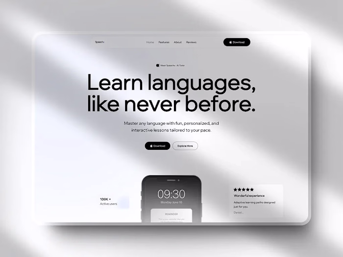 Language App Landing Page: Designed for WIX Studio
