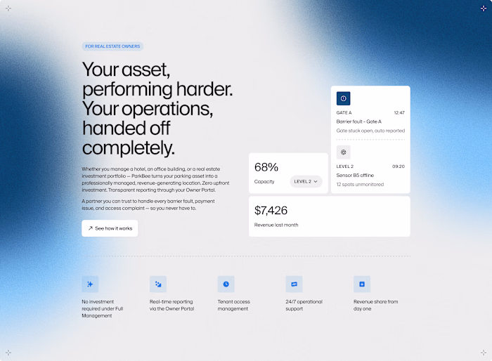 ParkBee: a B2B Webflow site for a parking network