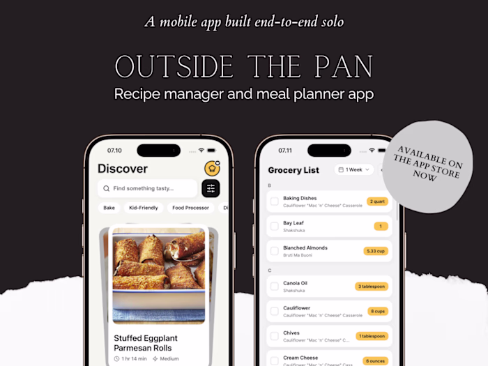 Recipe manager and meal planner mobile app - Outside The Pan