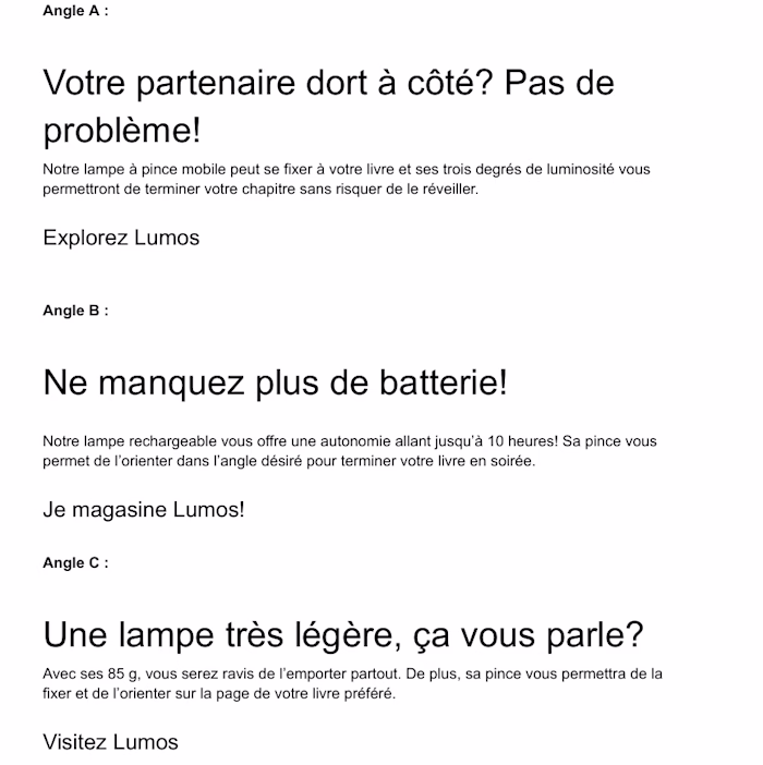 French Canadian Advertising Copy |