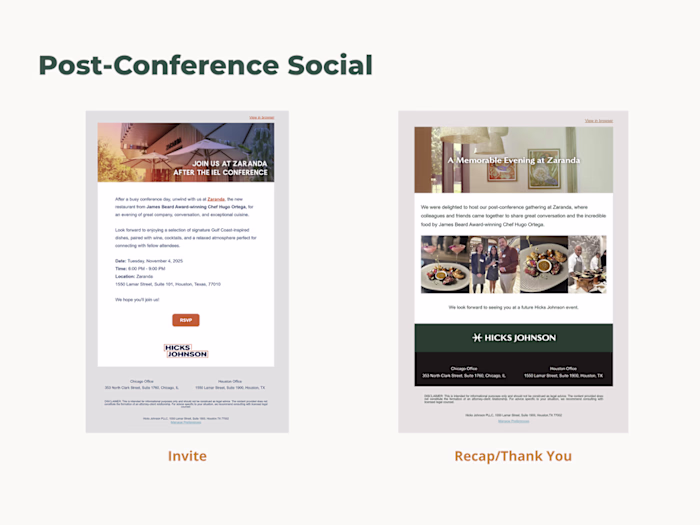 Invite and post-event follow-up emails